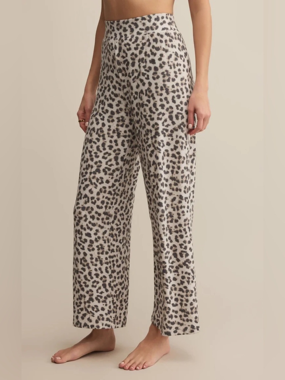 🆕 Z Supply LuxeLeopard Print Wide-Leg Lounge Pants -Champagne NWT SZ SM